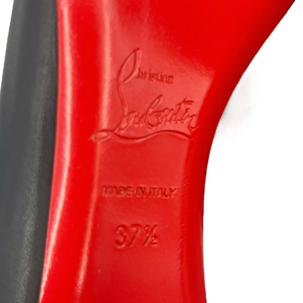 CHRISTIAN LOUBOUTIN Black Leather Ankle Boots Red Sole Size 37.5 / 7.5 Stiletto